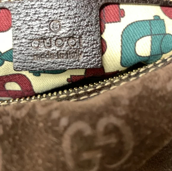 Gucci Charmy Boston Brown Suede Leather bag With Dust Bag. 11"Wx6"H 4.25D - Picture 6 of 11